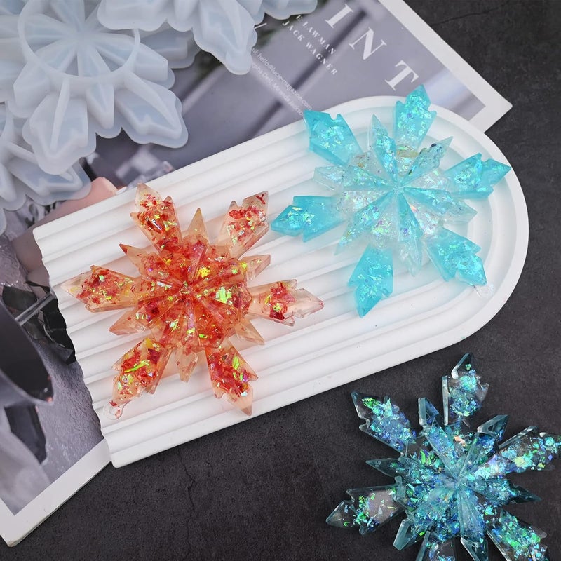 Actvty Christmas Resin Molds, Snowflake Resin Mold, 3Pcs Big Snowflake Silicone Molds for Resin, Christmas Ornament Resin Molds DIY Xmas Decoration Gift - Image 3